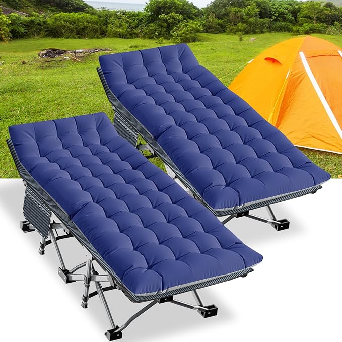 NAIZEA Oversized XXL Folding Camping Cot for Adults Heavy Duty Outdoor Bed with Carry Bag Portable Sleeping Bed for Outdoor Travel Camp Beach Vacation