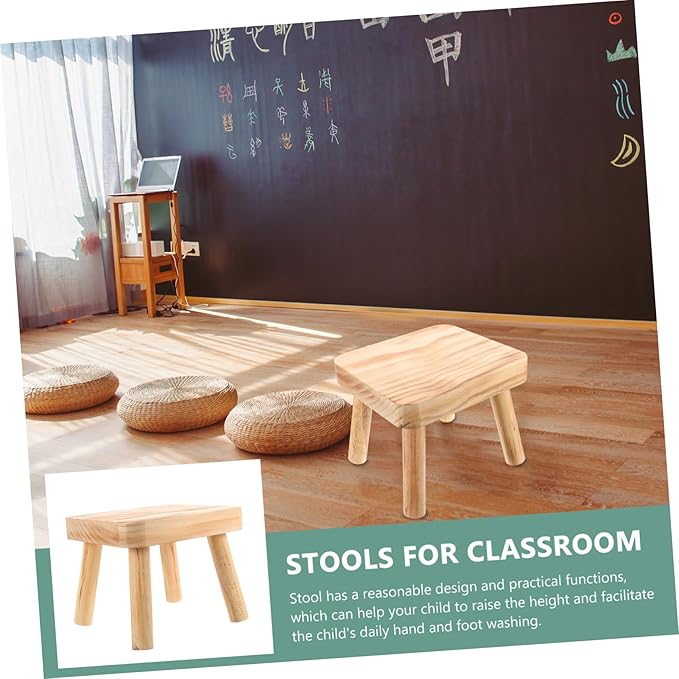 POPETPOP Wood Step Stool Portable Lightweight Stool for Use for Living Room Kitchen Camping and More Sturdy Design Excellent Load-Bearing Capacity
