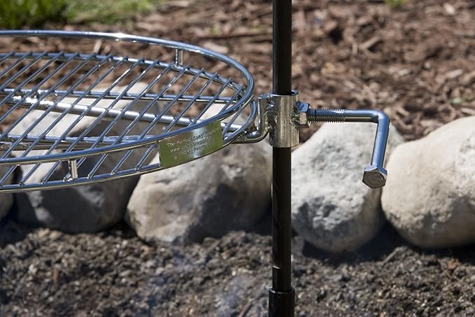 Portable ORB Campfire Grill 18 Dia HD Stainless Steel Rack with 2 Piece Stake Free Carrying bag 9 lbs.