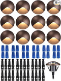 LEONLITE 12-Pack Recessed Low Voltage LED Deck Light Anti-Glare 12-24V AC/DC Recessed LED Step Riser Light IP65 Outdoor Step Stair Lights 3000K Warm White Aluminum Housing Oil Rubbed Bronze