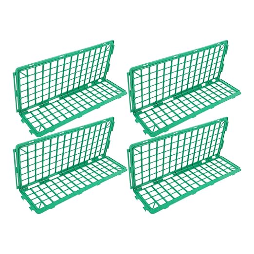 4pcs Plastic Fruit and Vegetable Shelf Dividers for Supermarket Shelving Green Food Guardrail Organizers for Retail Display and Kitchen Storage