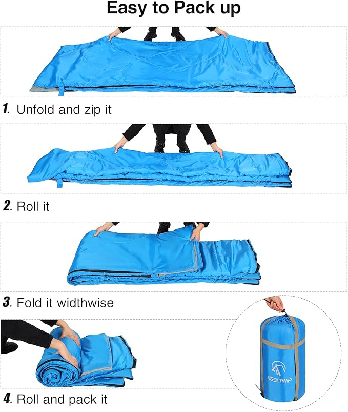 REDCAMP Ultra Lightweight Sleeping Bag for Backpacking Hiking Comfort for Adults Warm Weather with Compression Sack