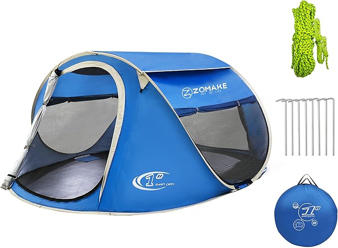 Easy Pop Up Tent 2-4 Person Waterproof - Pop-Up Camping Tents Automatic Tent Throw Pop Up Instant Flip Pop Tent for Campingby ZOAMKE