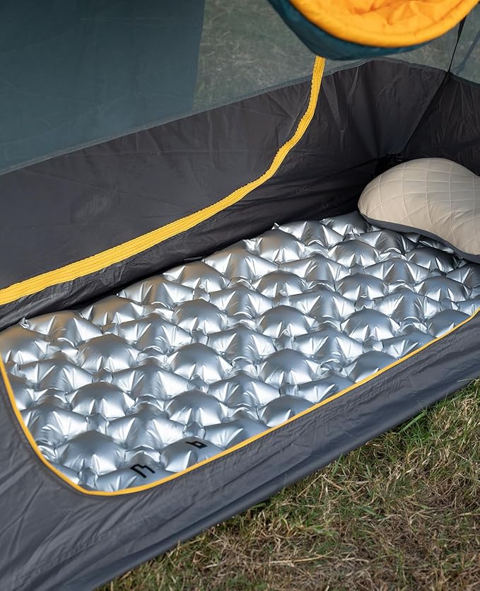 iClimb 1 Air Sleeping Pad and 1 Super Easy Assemble Cot Bundle Ultralight Compact for Adults Outdoor Camping Backpacking Hiking