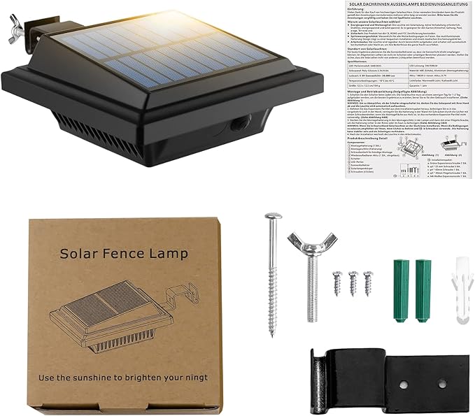 UniqueFire Solar Gutter Lights - 40 LED Outdoor Fence Lights Waterproof Security Lamps for Eaves Garden Landscape Walkway (8PCS Black &amp Cold White)