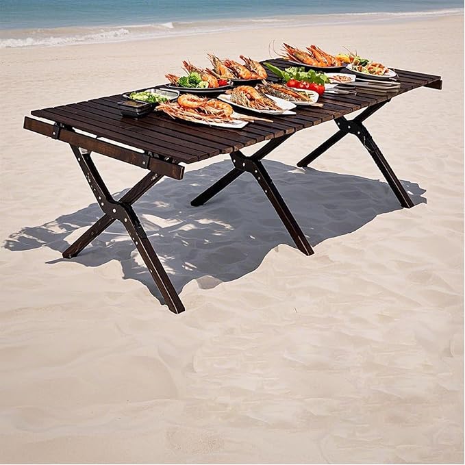 Portable Wooden Folding Table with Carrying Bag 47.2 x 23.6 inches Dark Brown