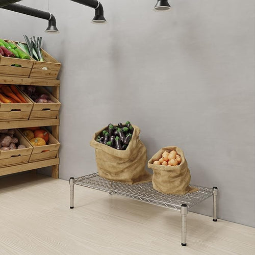 18''W x 36''L x 8''H Chrome Plated Wire Dunnage Rack | Off The Floor Storage