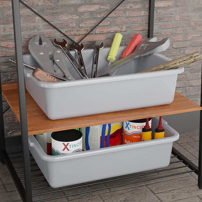 4 Pack 13 L Commercial Bus Tote Restaurant Food Service Bus Tub Grey