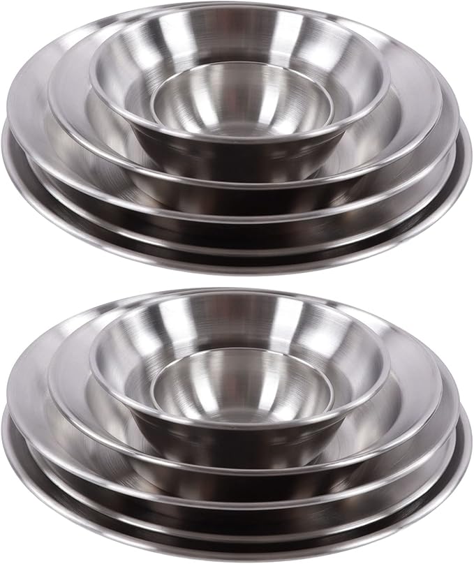 12pcs Camping Dinnerware Set Stainless Steel Plates Bowls Cutlery with Storage Bag - Durable &amp Reusable Outdoor Mess Kit for Hiking Picnic &amp Family Camping