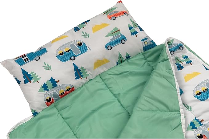 Thomas Payne Children’s Road Trip Sleeping Bag for Camping and Sleepovers with Durable Material Zippered Closure Built-In Carrying Tote Machine Washable Dryer Safe - 2022107837