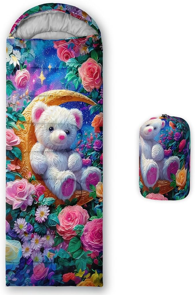 AILONEN Cartoon Camping Sleeping Bag for Boys Girls AdultsLightweight &amp Waterproof3 Season Warm &amp Cold WeatherPortablePrinted Sleeping BagTravelingCampingHiking