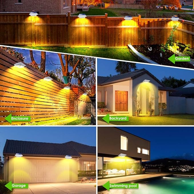 Gutter Lights 40 LEDs Solar Patio Decor Lights Deck Lights Outdoor Waterproof Fence Lights for Wall Backyard Porch Patio PoolStep Stairs Yard Garden Pathway (2Pack_WhiteWarm White Light)