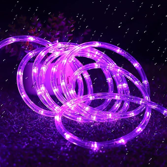 50ft 360 LED Purple Rope Lights 110V Connectable Purple Led Strip Lights Halloween Decoration Outdoor Lights for Deck Patio Pool Camping Landscape Bedroom Christmas Decor