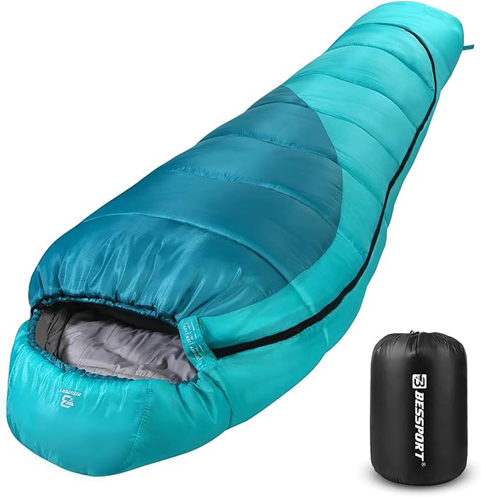Bessport Mummy Sleeping Bag | 15-45 ℉ Extreme 3-4 Season Sleeping Bag for Adults Cold Weather– Warm and Washable for Hiking Traveling &amp Outdoor Activities