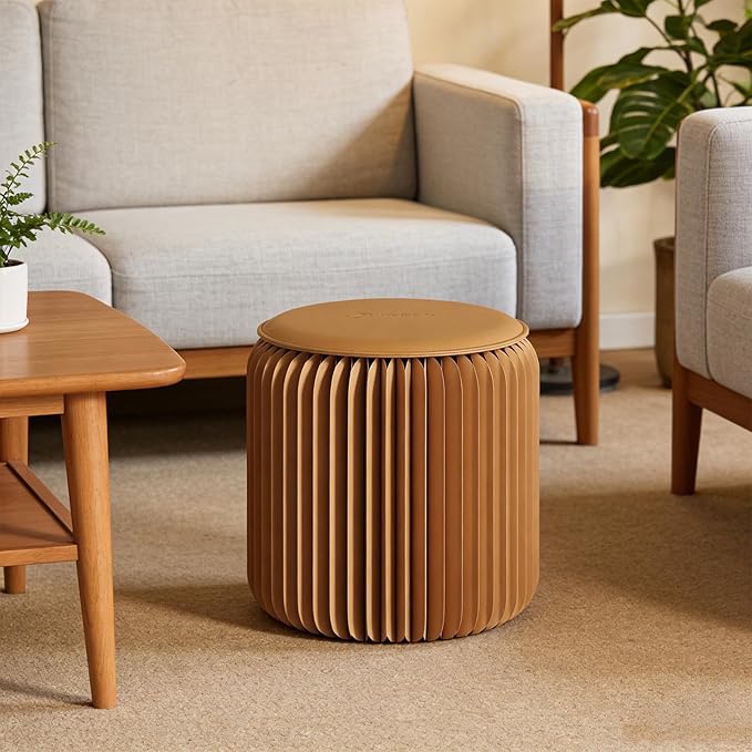 Genérico Folding Paper Stool Modern Home Decoration Foldable Compact with Accordion Structure for Dining Room Bedroom Dressing Table Home Office Indoor Outdoor and Camping