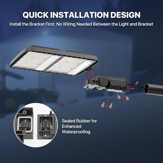 400W LED Parking Lot Light Commercial Ourdoor Light with Dusk to Dawn Photocell 630 LEDs 5000K Daylight IP65 Waterproof Adjustable Slip Fitter Mount AC 120V Shop Lighting for Stadiums 2Pack