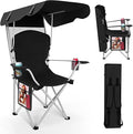 Portable Camping Chair with Canopy - Folding Chair with Canopy Durable 600D Oxford Canopy Chair for Camping Beach Picnics Fishing &amp Sports