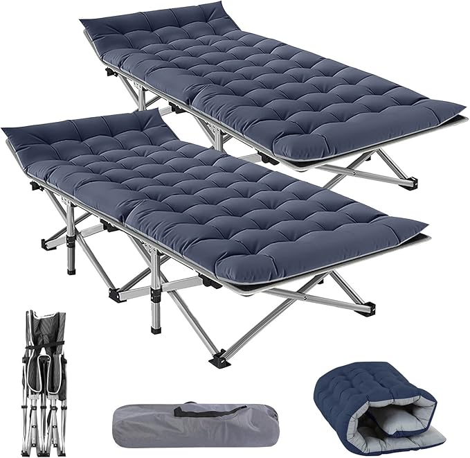 NAIZEA Folding Camping Cots for Adults Portable Cot with Mattress Heavy Duty Outdoor Bed with Carry Bag 1200d Oxford Cloth Sleeping Cots for Camping Office Nap Home Guest Beach Travel