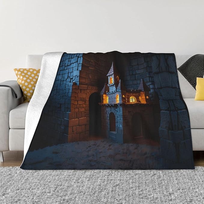 a Small Castle 60x50 Printed Soft Fleece Blanket for Sofa Bed and Camping - Cozy Blanket for Travel Picnics Nighttime Use