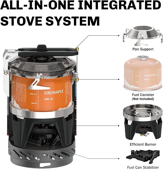 Fire-Maple Fixed Star X2 Backpacking and Camping Stove System Outdoor Propane Camp Cooking Gear Portable Pot Jet Burner Set Ideal for Hiking Trekking Fishing Hunting Trips and Emergency Use