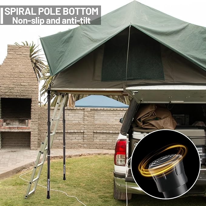 Tarp Poles Adjustable Heavy Duty XINCAMPING Tent Poles Aviation Aluminum 7.7FT Lengthen and Thicken with Protection Cap Awning Poles Set of 2 for Camping Hiking