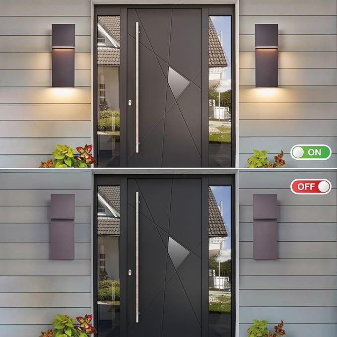 Modern Outdoor Indoor Integrated LED Wall Sconce 2-Light Total 17WBronze Finish1600 Lumens3000 Kelvin90 CRI DimmableInput 120-277VWeatherproof for Global Front Porch Decor Use.