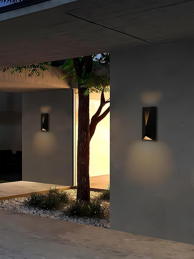 Modern Outdoor Wall Lights Exterior Black Dimmable LED Wall Sconce 14 Inch Front Porch Light Fixture Wall Mount Waterproof Patio Sconce Lighting for House Commercial 2-Pack