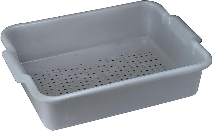 Winco Perforated Bus Box Dish Tub for Restaurants Gray
