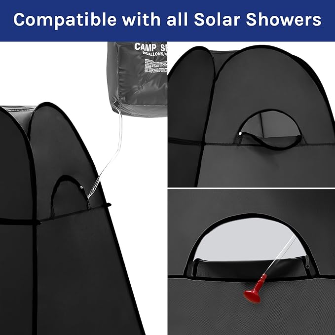 Wolfwise Pop Up Shower Tent Portable Instant Changing Tent with Ventilation Window &amp Carry Bag Privacy Bathroom Toilet for Beach Camping &amp Outdoor Width 47  Height 75  Black