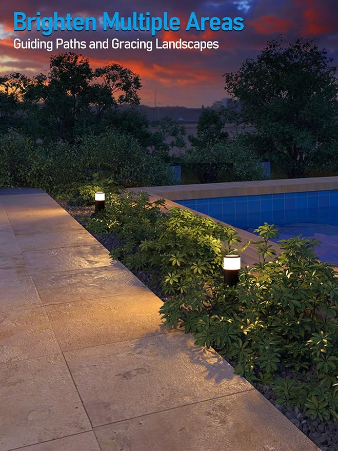 LEONLITE Low Voltage Path Lighting 5W LED Landscape Bollard Pathway Light Landscape Lights Outdoor for Yard 3000K Warm White Die-Cast Aluminum IP65 Waterproof Pack of 4