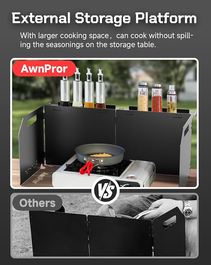 Aluminum Camping Stove WindscreenLightweight Foldable Outdoor Wind Blocker Gas Stove Windshield Wind Screen with Storage Bag for CampingGlampingHikingPicnicBackpackingCookingFishing