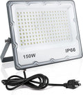 150W LED Flood Lights Plug in Outdoor Security Lights Fixtures 6500K 15000LM Illumination IP66 Waterproof White Lighting for Ball Ground Parking Lot Pathway Yard (1 Pack)