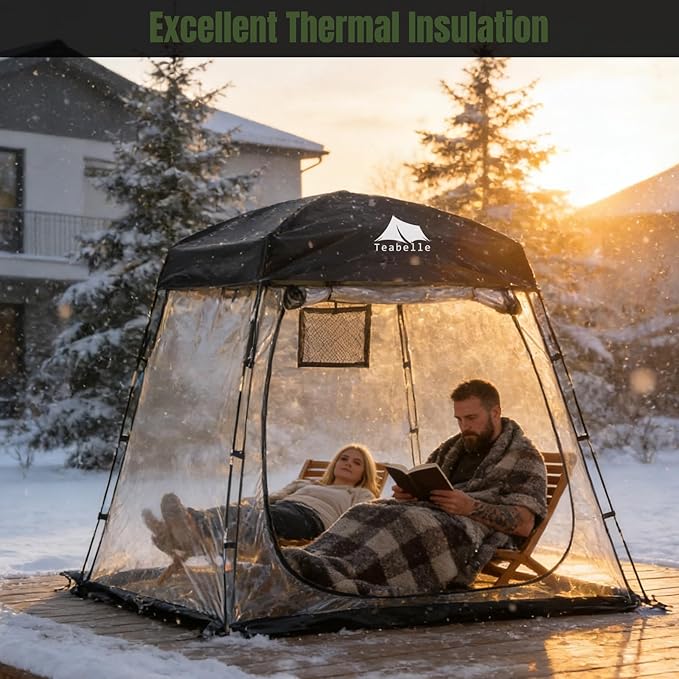 Teabelle Transparent Sports Tent Large Instant Waterproof Tent UVproof Outdoor 540 Full-View Tent with Zipper Window for Soccer Watching Sports Camping Fishing Activities