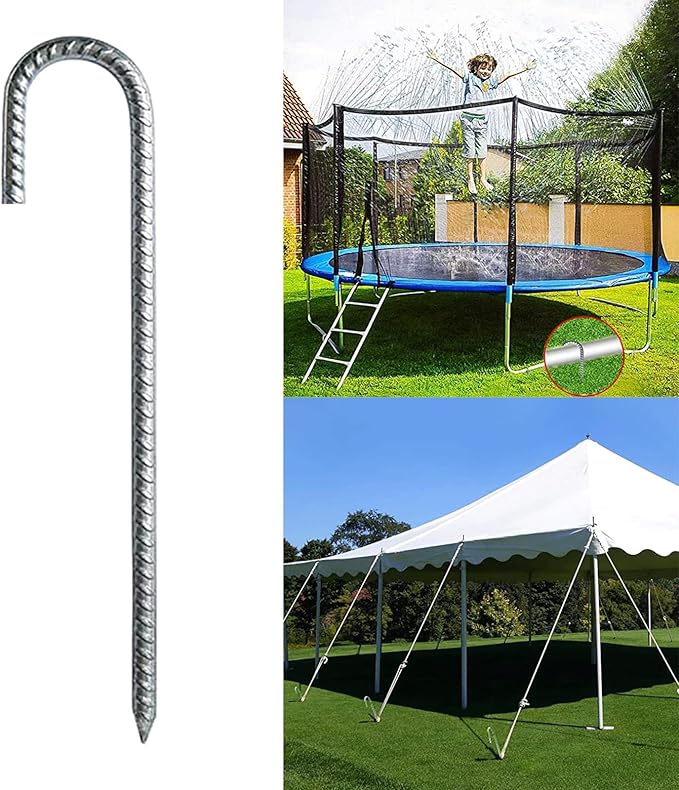 Camping Gear 4 Pcs Heavy Duty Tent Peg Galvanized Steel J Hooks Nails Thick Garden Stake Peg Garden Stakes High Strength Nails