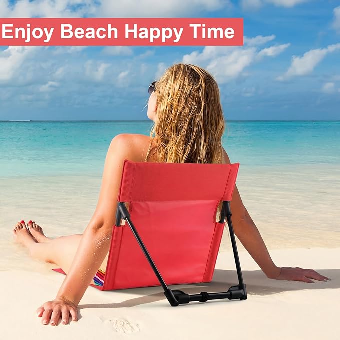 Karenhi 2 Pcs Foldable Poolside Chairs Portable Beach Chair Folding Poolside Chairs for Edge of Pool for Adults Traveling Camping Picnic Lawn Accessories (Red)