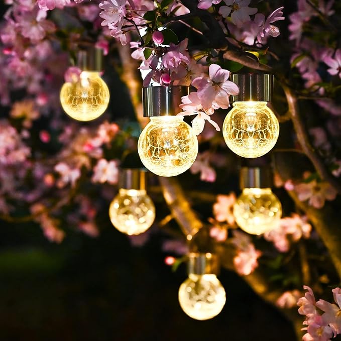 SOLPEX 12 Pack Hanging Solar Lights OutdoorSolar Outdoor Lights Decorative Solar Powered Waterproof Light Hanging Globe Light for Garden Yard Patio Lawn Flower Bed(Warm White)