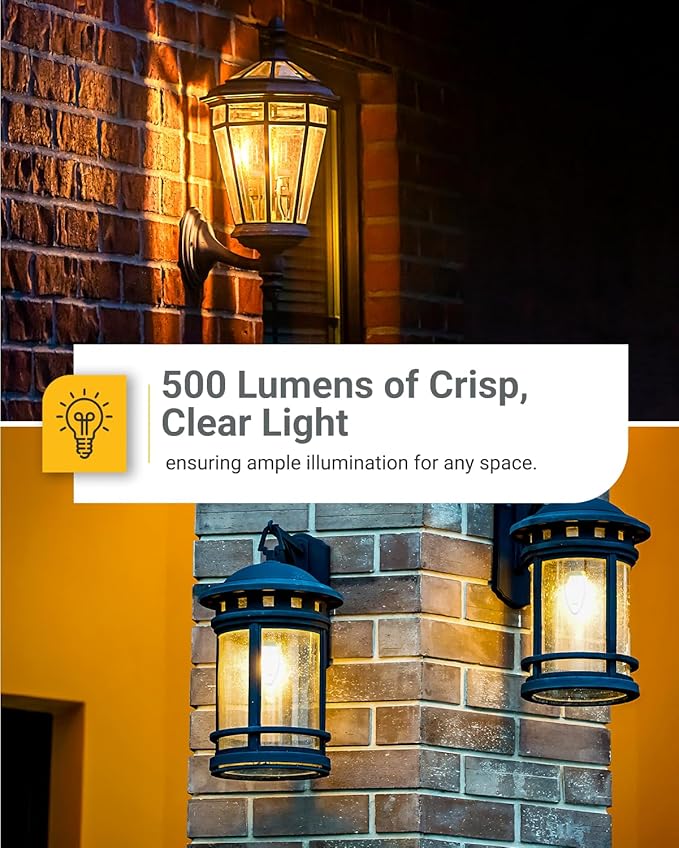Sunco 10 Pack Dusk to Dawn LED Outdoor Light Bulb B11 Edison Filament Candelabra Bulbs for Porch Lighting 500 LM 5W (40W Equivalent) 5000K Daylight E12 Base Photocell Sensor UL