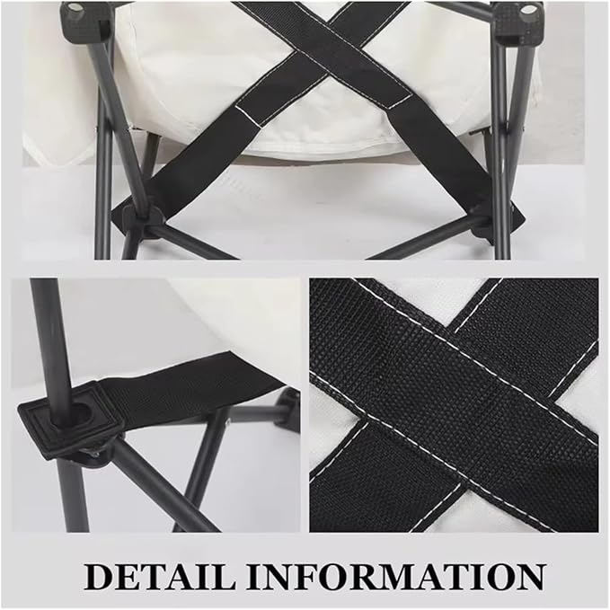 Folding Chairs Heavy Duty Moon Chair with Carry Bag Outdoor Lumbar Back Padded with Side Pockets Built Durable and Reliable(Dark Khaki)