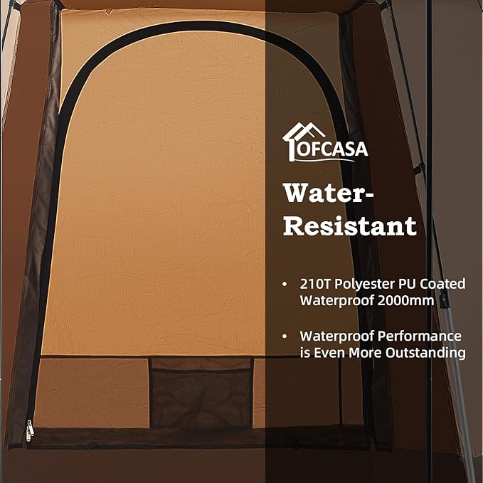 Tents for Camping 3/4 Person Portable Large Pop Up Tent Outdoor Camping Tent PU Weatherproof Tent with Easy 60 Second for Camping Festivals Backyard Sleepovers &amp More(Brown)