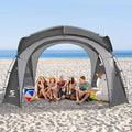 Beach Tent 12 X 12ft Large UPF50+ Pop Up Canopy with 2-Pcs Side Wall Sun Shelter Rainproof Waterproof for Camping Trips Backyard Fun Fishing Parties Or Picnics(Gary)