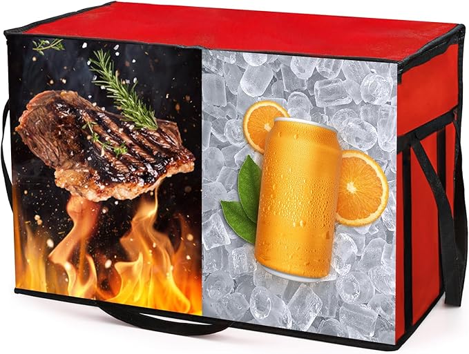 AVLA 3 Pack Insulated Food Delivery Bag 77L XXX-Large Reusable Grocery Tote Insulation Bag Collapsible Commercial Food Warmer Cooler Bags with Strong Handle Zipper for Catering Shopping Travel