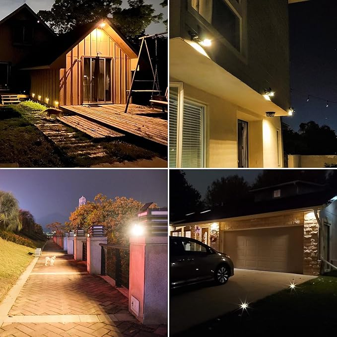 Solar Lights Outdoor Dusk to Dawn 4400mAh Solar Flood Lights Waterproof LED 3000K Spot Light for Yard Street Porch Outside Landscape Lighting Warm White