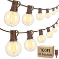 Mlambert 100Ft LED Outdoor String Lights Dimmable G40 Globe Patio Lights with 50+3 Waterproof Shatterproof Bulbs for Backyard Porch-Brown Cord 1 Pack