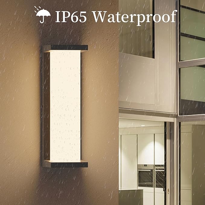 Modern Outdoor LED Wall Light Fixture 36W LED Matte Black Porch Light Waterproof Aluminum Acrylic Shade Outdoor Wall Lanterns for House Hallway Garage Patio
