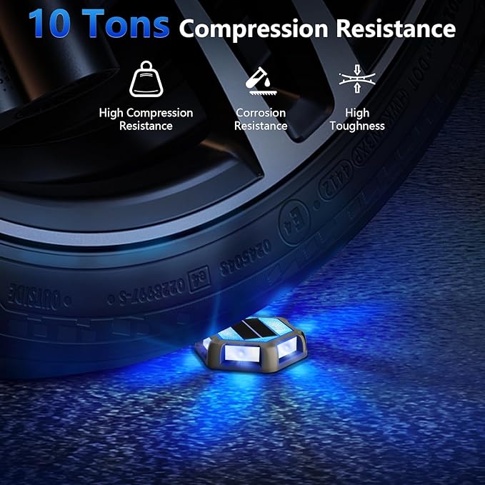 T-SUN Solar Driveway Lights Outdoor 12 Pack Waterproof Deck Lights LED Blue Driveway Marker Light for Step Garden Sidewalk Stair Ground Pathway