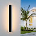 Outdoor Wall Light Fixtures Modern Long LED Wall Sconce Black Exterior Light Fixture Ip65 Waterproof Wall Lamp 32w 3000k Metal Rectangular Wall Lights For Villa PatioCourtyardPorch Bedroom39.4''