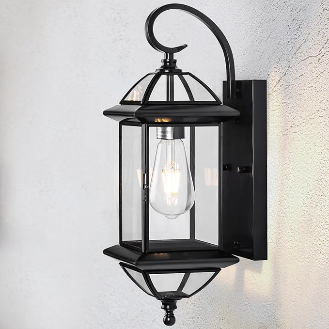 18 Large Black Copper Outdoor Wall Light Fixture Oil-Rubbed Blackened Bronze Vintage Outside Wall Mounted Porch Lamp Waterproof Exterior Sconce for Patio Garage Front Door (Bulb Not Included)