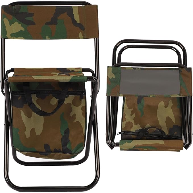 EVTSCAN Camping Chair Steel Pipe Oxford Cloth Portable Folding Chair Stool with Bag for Fishing Picnic Beach Camouflage