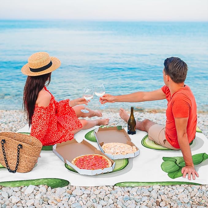 Waterproof Sandproof Beach Blanket 59''×68'' Avocados Polyester Outdoor Picnic Blanket with 4 Stakes &amp Storage Bag for BeachCampingVacation Fruit