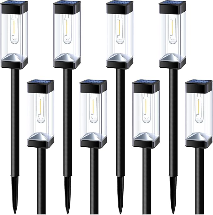 Bright Solar Pathway Lights Outdoor 8 Pack Solar Lights Outdoor LED Waterproof with 3000K Tungsten Filament Bulb Landscape Lighting for Yard Driveway Garden Walkway Lawn Path